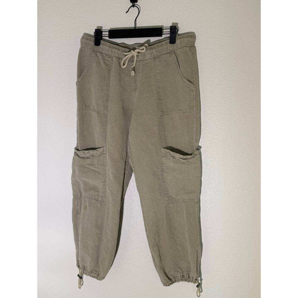 Nicole Miller Linen Lyocell Blend Cargo Jogger Pants Women’s Medium Summer - Picture 2 of 7